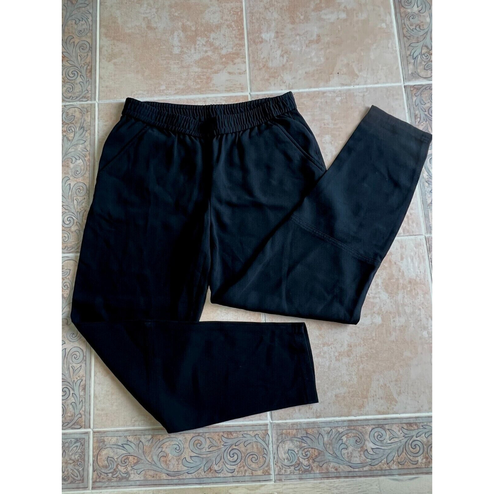 Ann Taylor Black Elastic‎ waistband crop pants pockets size 4
